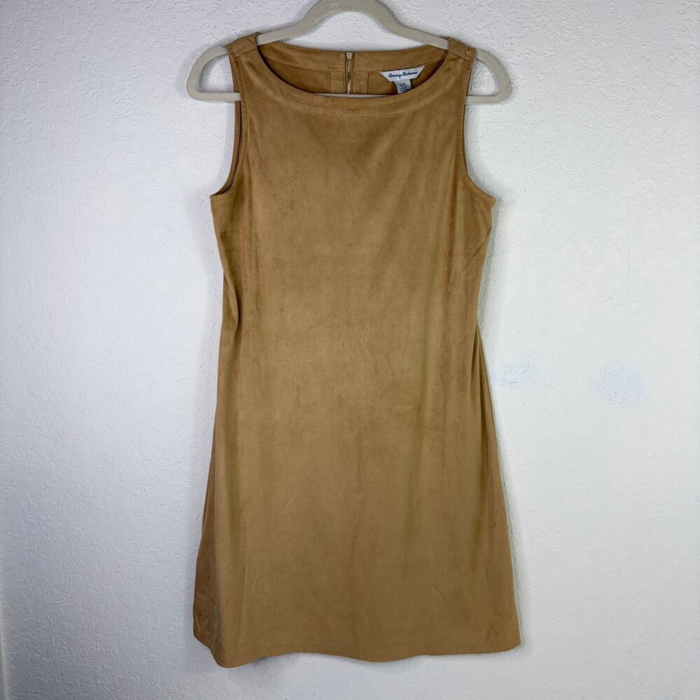 Tommy Bahama tan sheath Women's dress boat neck size S fall, preppy, career wear